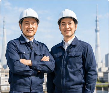 ヘルメットを着用した二人の技術者