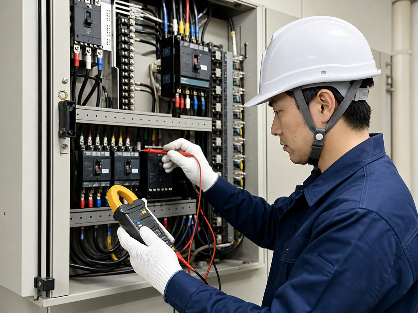 分電盤を点検する技術者